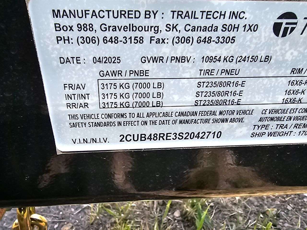 2025 Trailtech L370 8'6" x 24' Partial Tilt