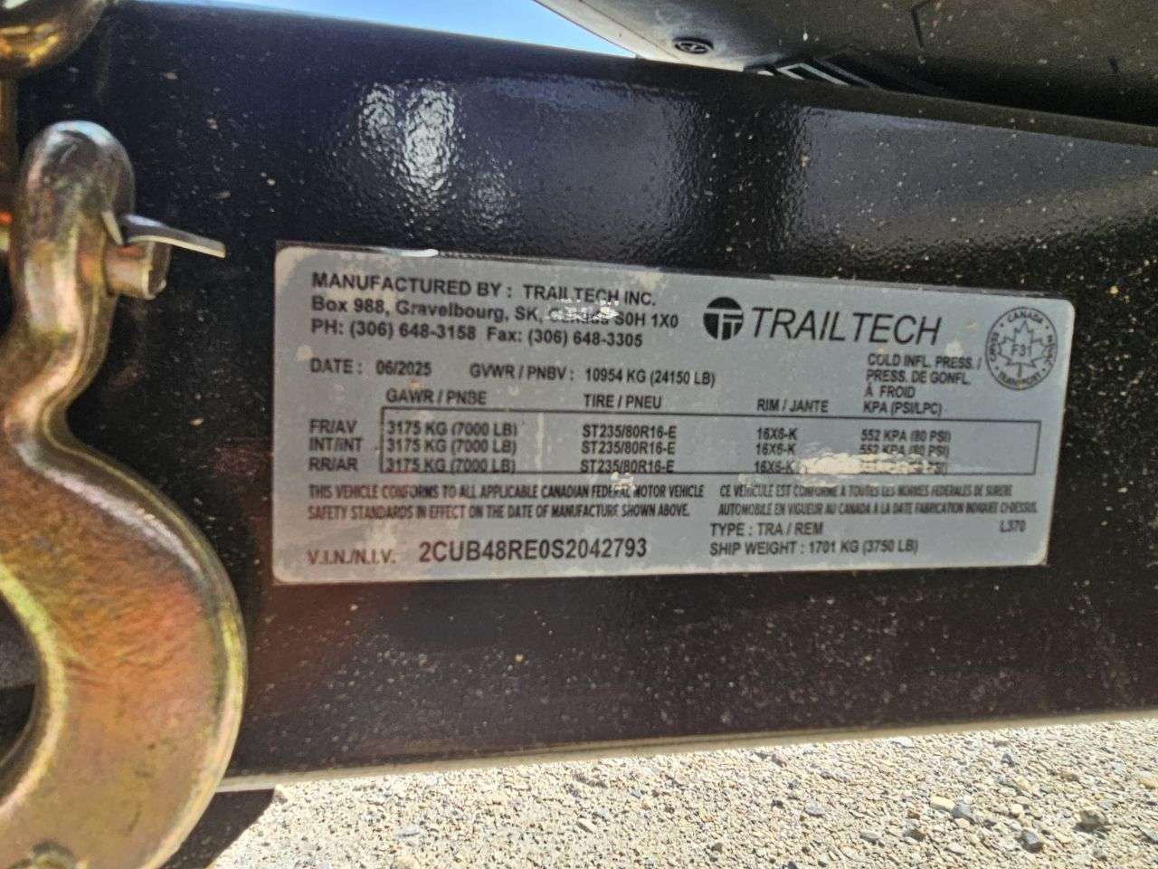 2025 Trailtech L370 8'6" x 24' Partial Tilt Trailer