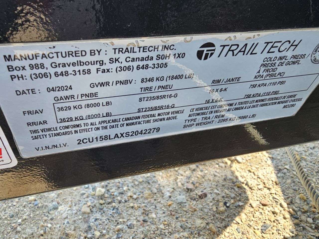 2025 Trailtech MD280 8'6' x 24' BT Mid-Deck Tilt Trailer