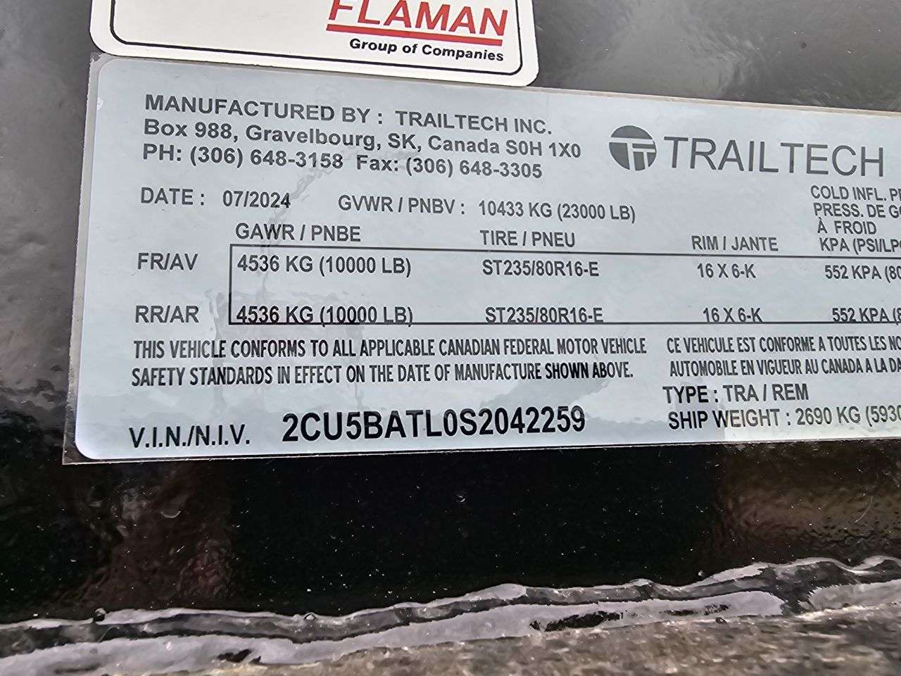 2025 Trailtech TD210 8'6" x 31' GN BT Flat Deck Trailer