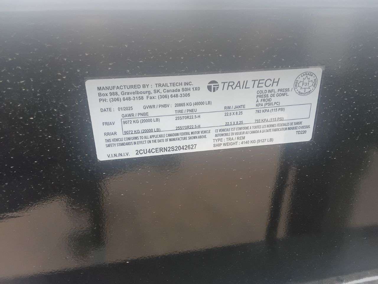 2025 Trailtech TD220 8'6" x 31' Pintle Beavertail Flat Deck