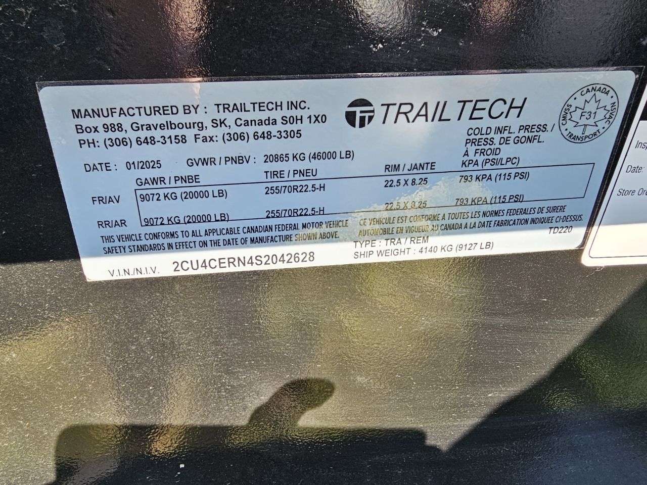 2025 Trailtech TD220 8'6" x 31' Pintle BT Flat Deck Trailer