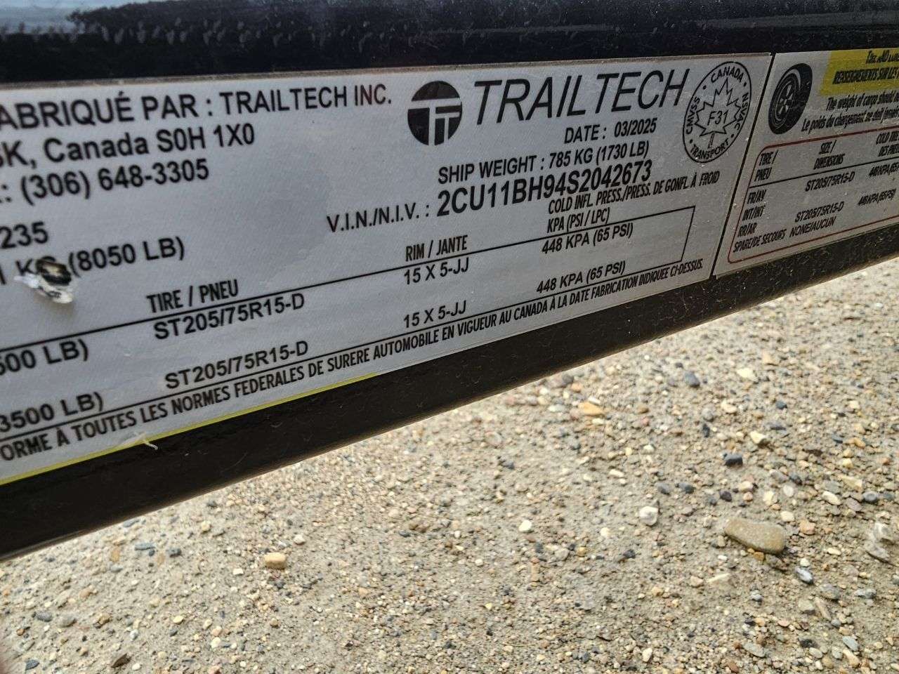 2025 Trailtech Utility Trailer Trailer