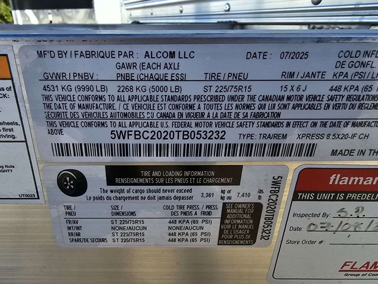 2026 Alcom 8'6" x 20' Flat Front Car Hauler Trailer