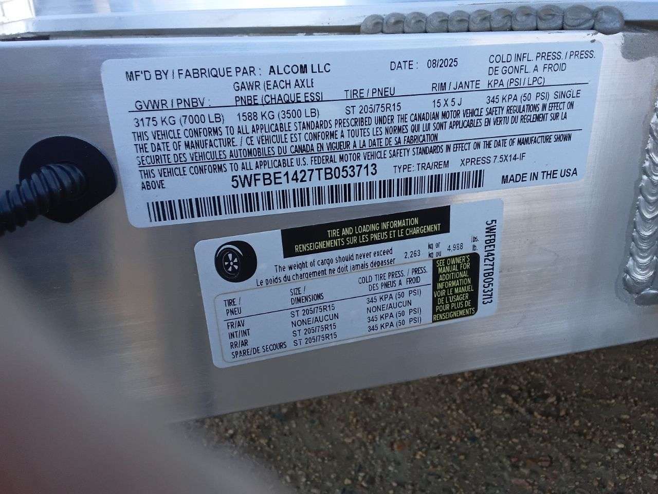 2026 Alcom Xpress 7'6" x 14' + V-Nose Cargo Trailer