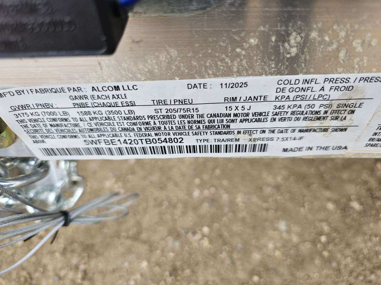 2026 Alcom Xpress 7'6" x 14' + V-Nose Cargo Trailer