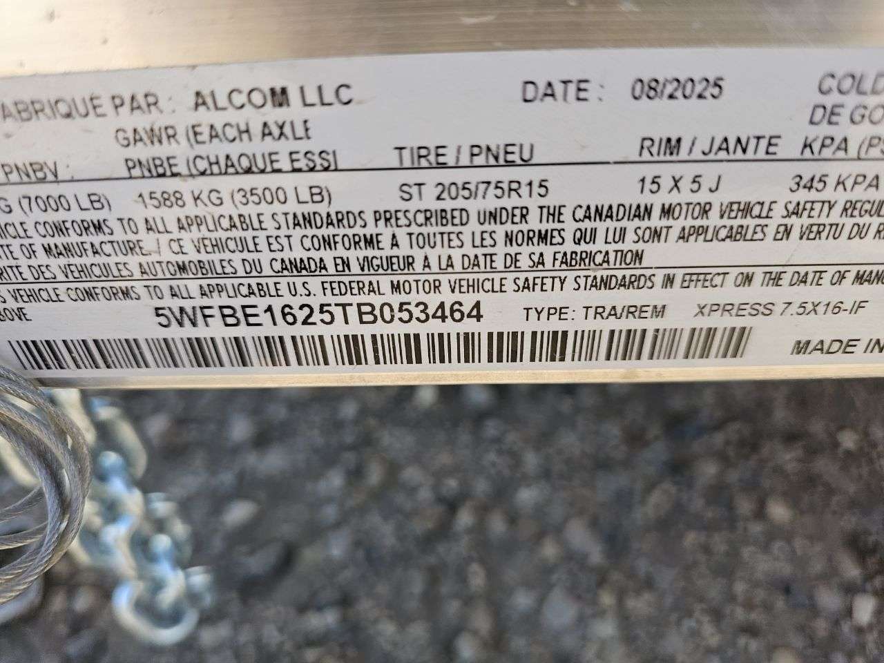 2026 Alcom Xpress 7'6" x 16' + V-Nose Cargo Trailer