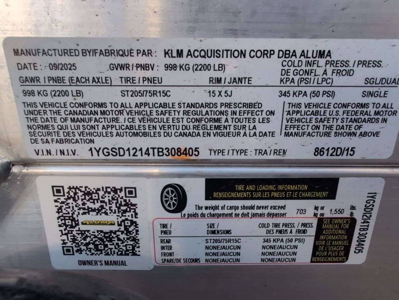 2026 Aluma 101.25" x 12' Toy Hauler Trailer