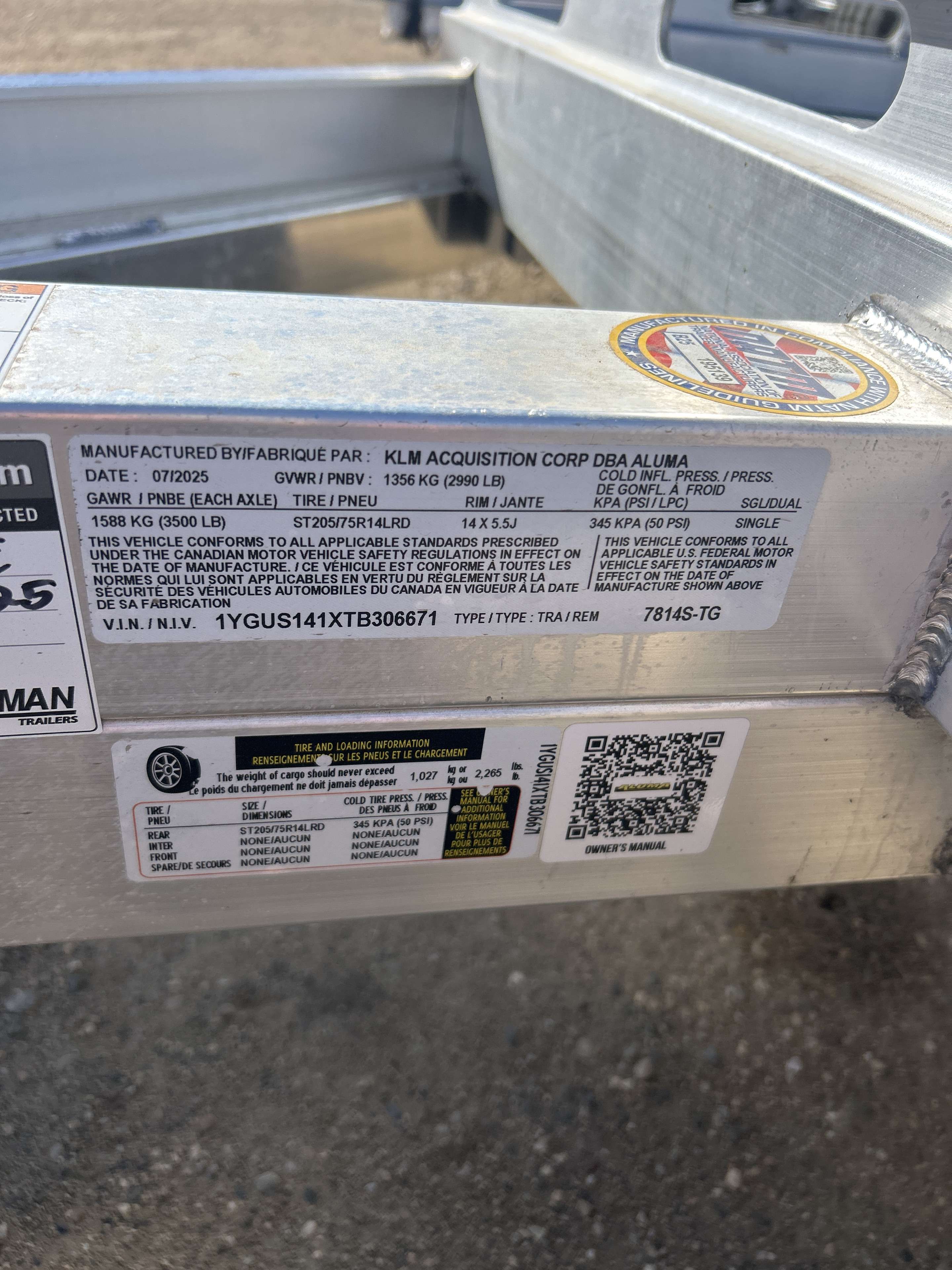 2026 Aluma 7814S 77.5" x 172.5" Utility Trailer