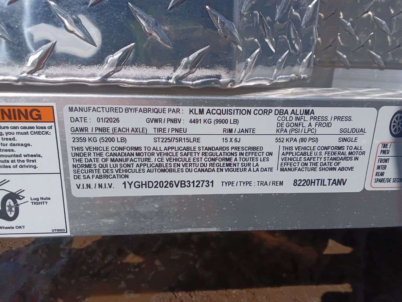 2026 Aluma 81" x 244" Anniversary Full Tilt Trailer