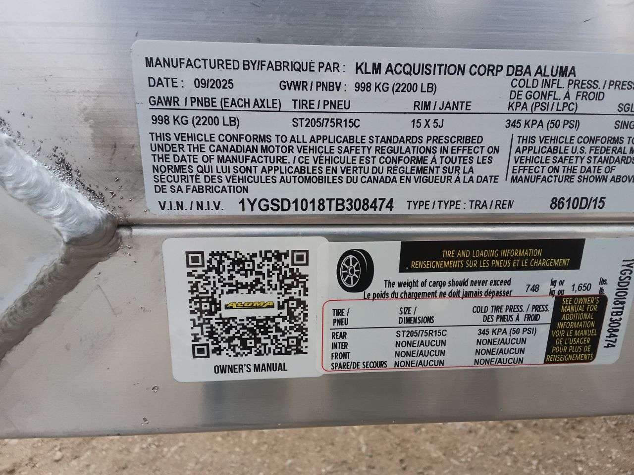 2026 Aluma 8610D 101.25" x 10' Toy Hauler Trailer