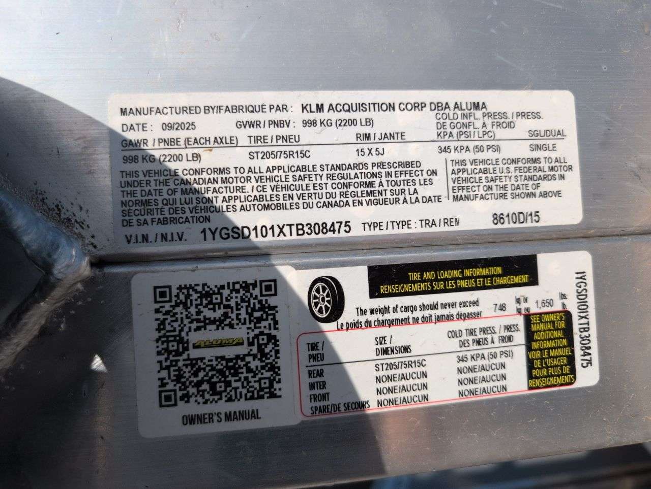 2026 Aluma 8610D 101.25" x 10' Toy Hauler Trailer