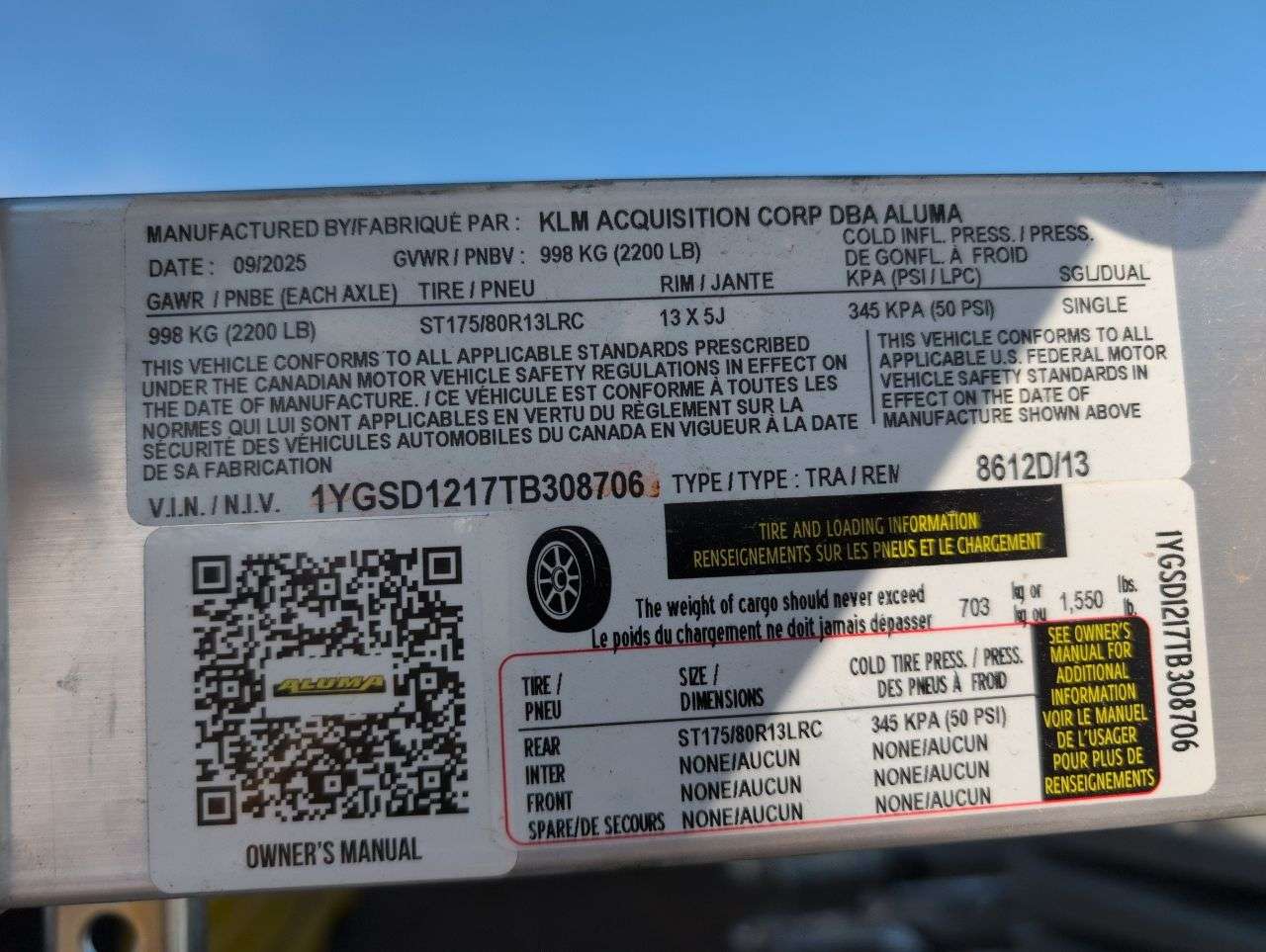 2026 Aluma 8612D 101.25" x 12' Toy Hauler Trailer