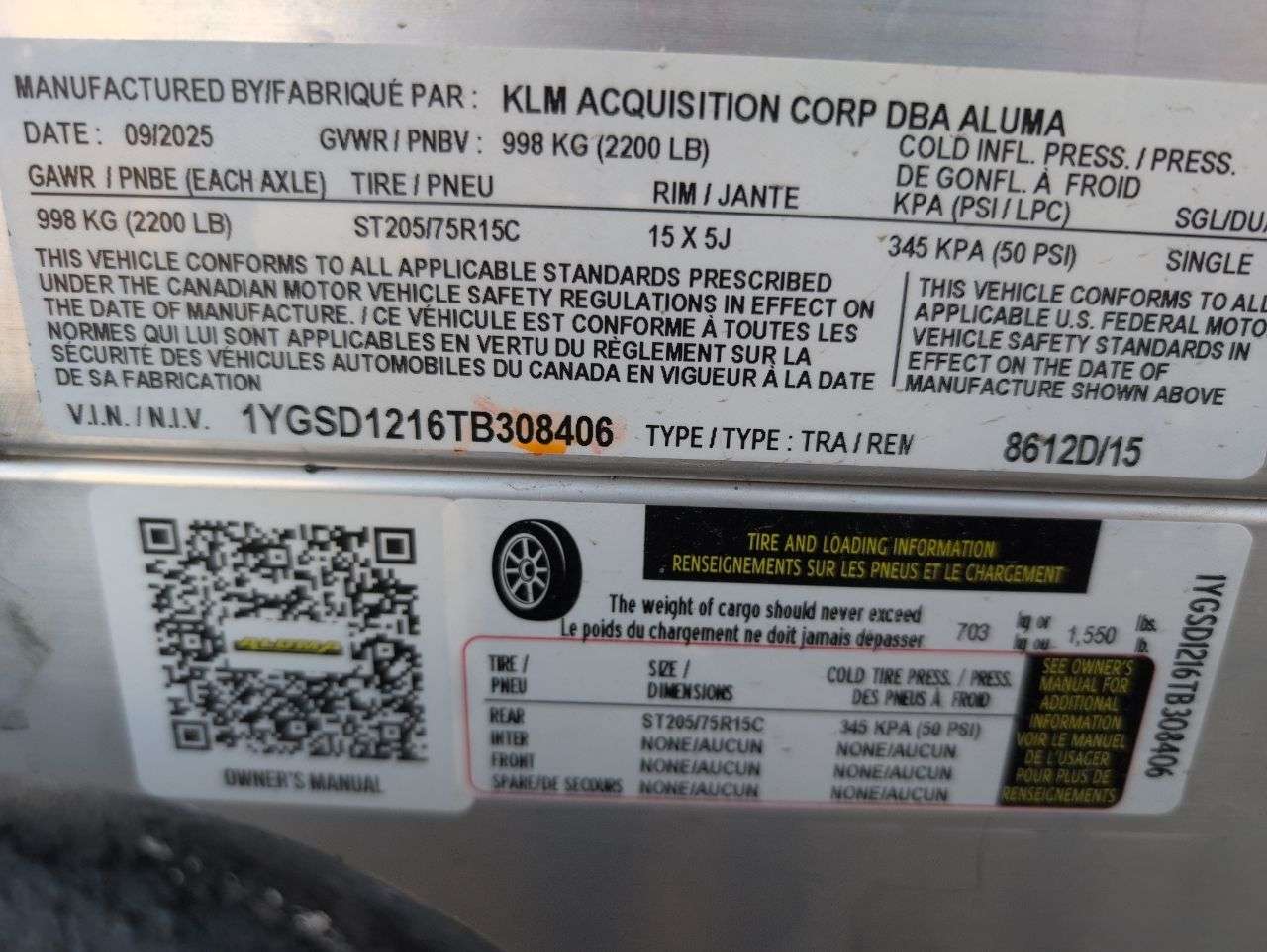 2026 Aluma 8612H 101.25" x 12' Toy Hauler Trailer