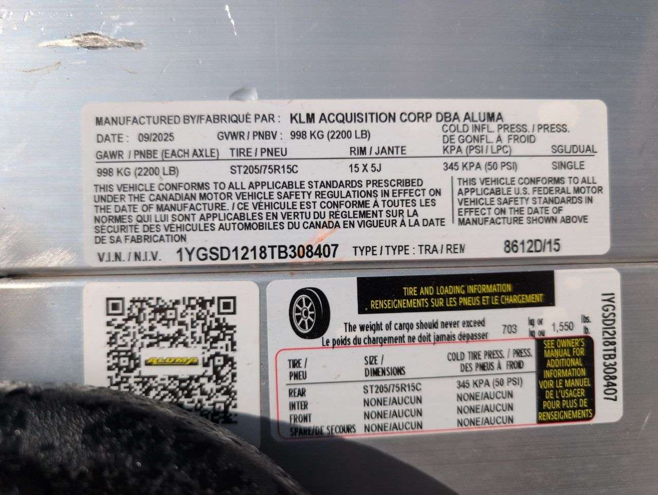 2026 Aluma 8612H 101.25" x 12' Toy Hauler Trailer