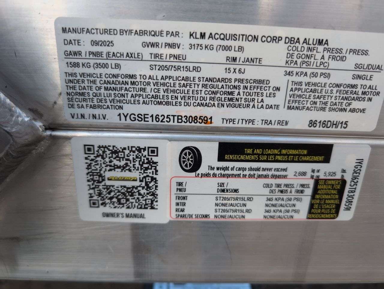 2026 Aluma 8616D 101.25" x 16' Toy Hauler Trailer