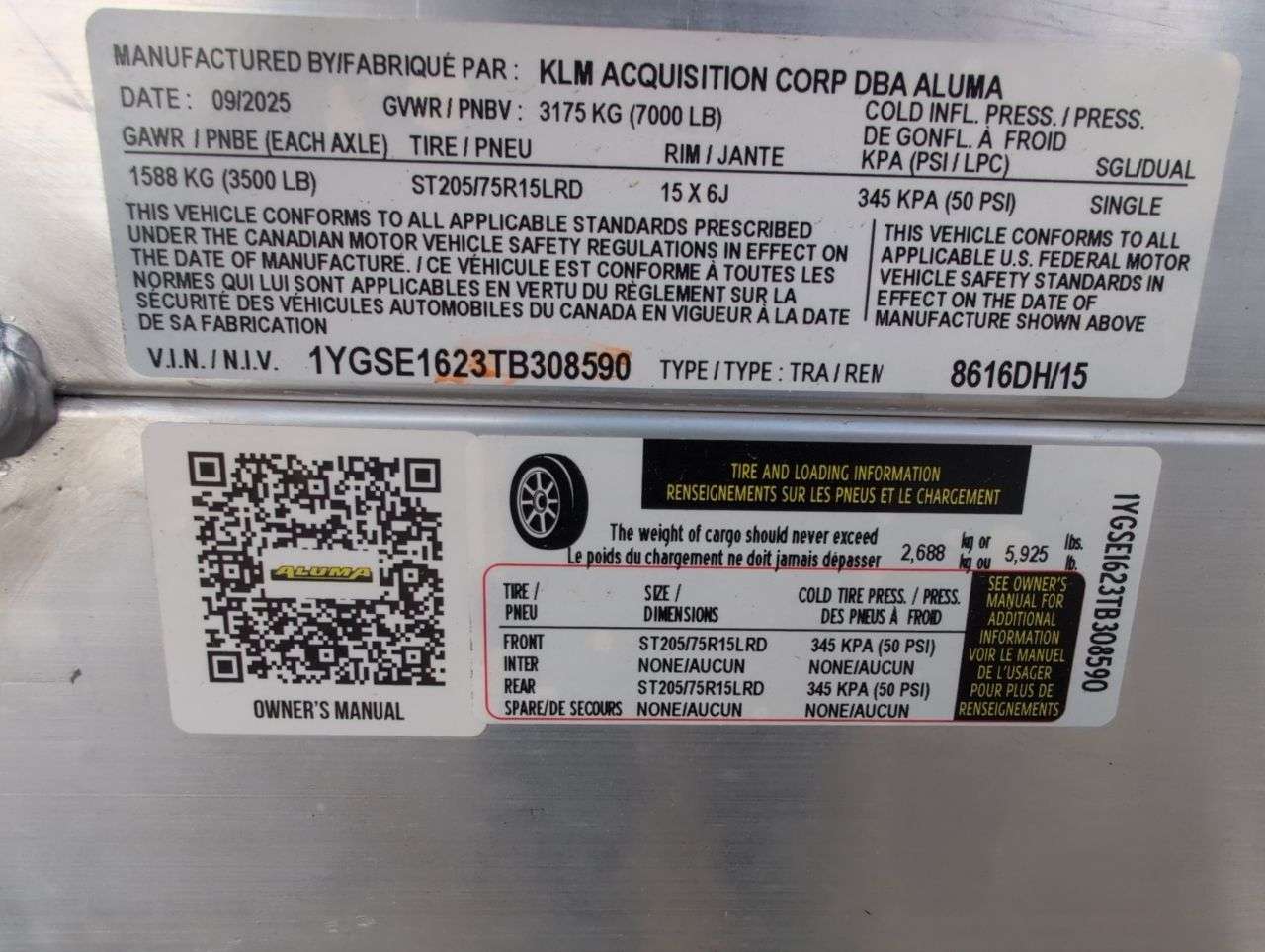 2026 Aluma 8616D 101.25" x 16' Toy Hauler Trailer