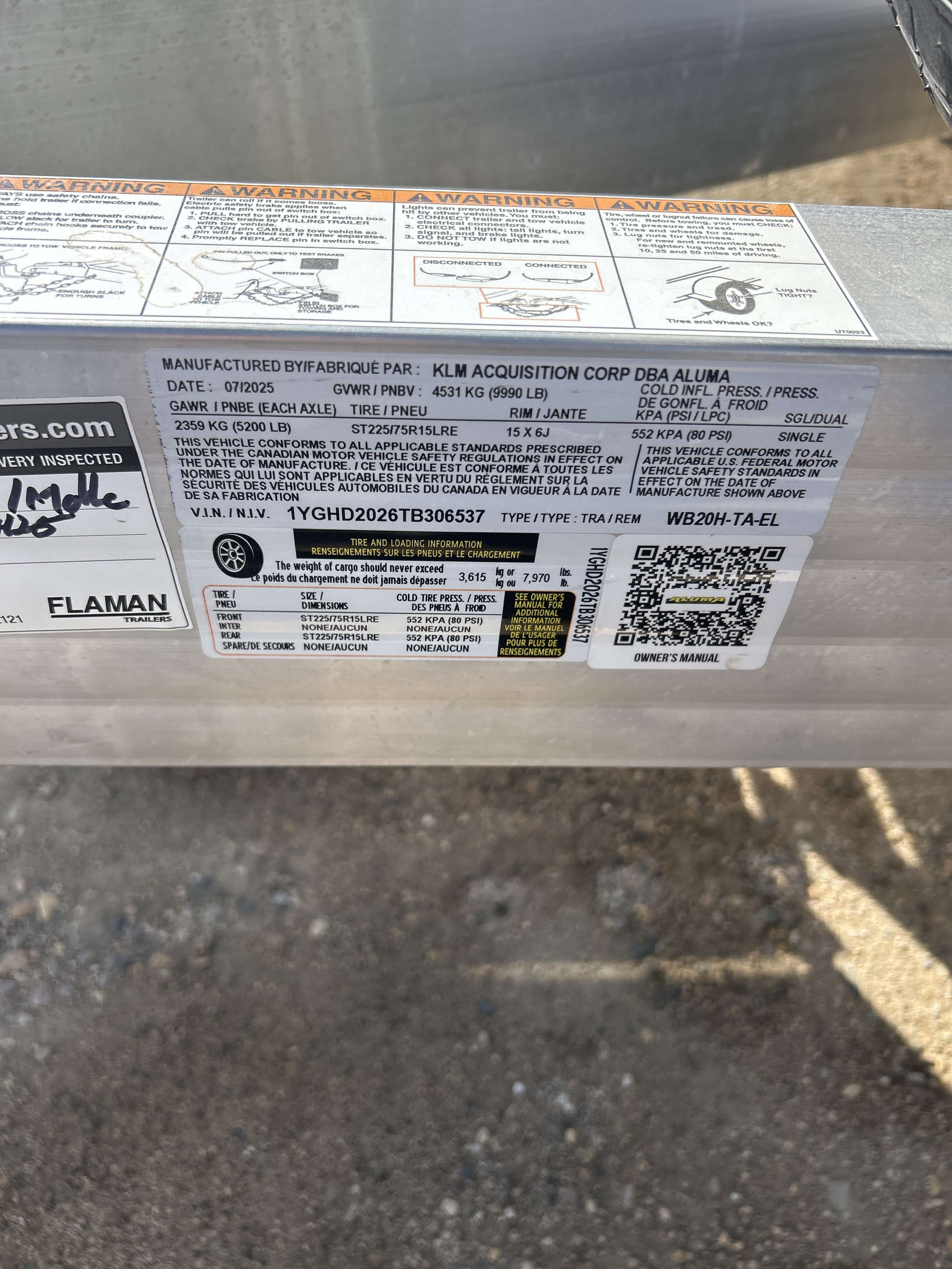 2026 Aluma WB20H 96.75" x 239" Wide Body Utility Trailer