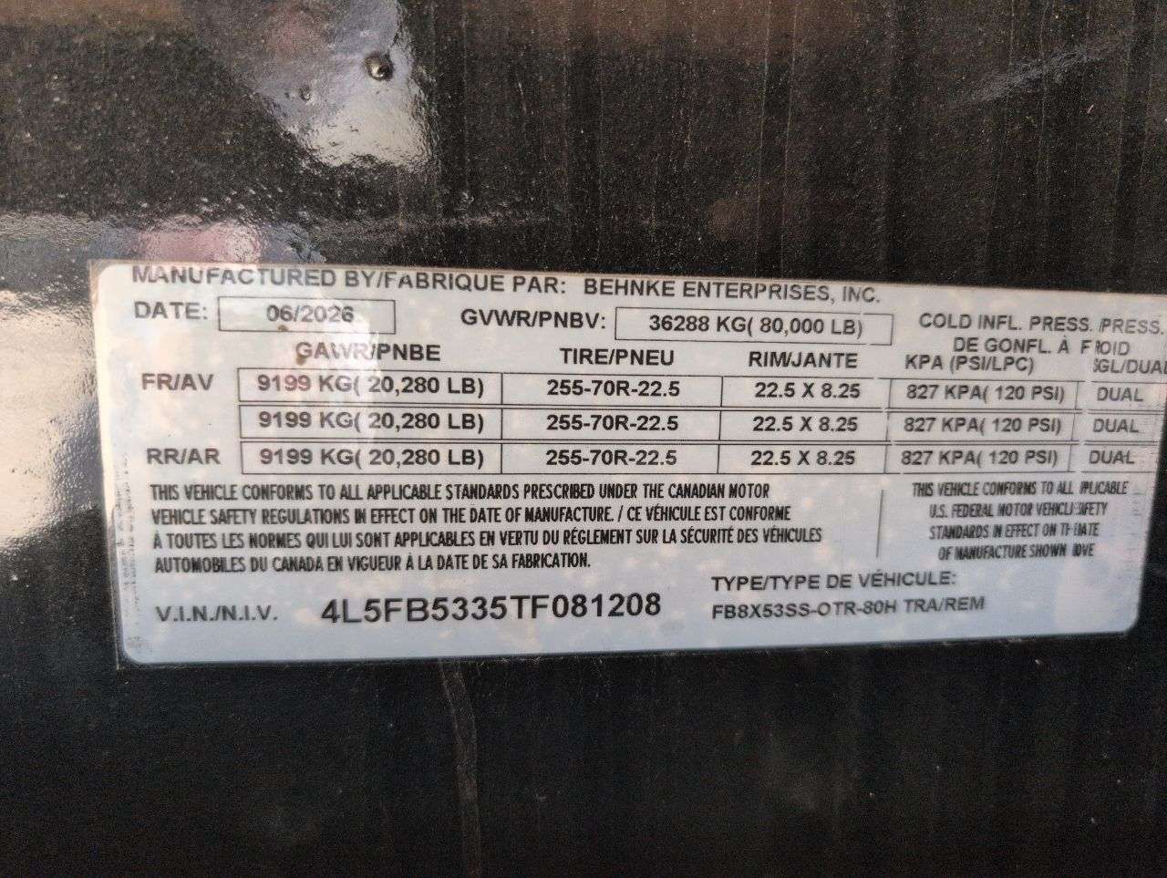 2026 Behnke 8'6" x 53' Step Deck Trailer