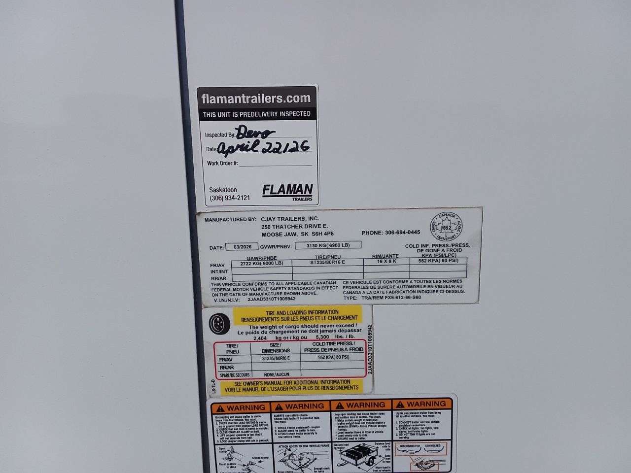2026 CJay 6' x 12' Flat Front Cargo Trailer