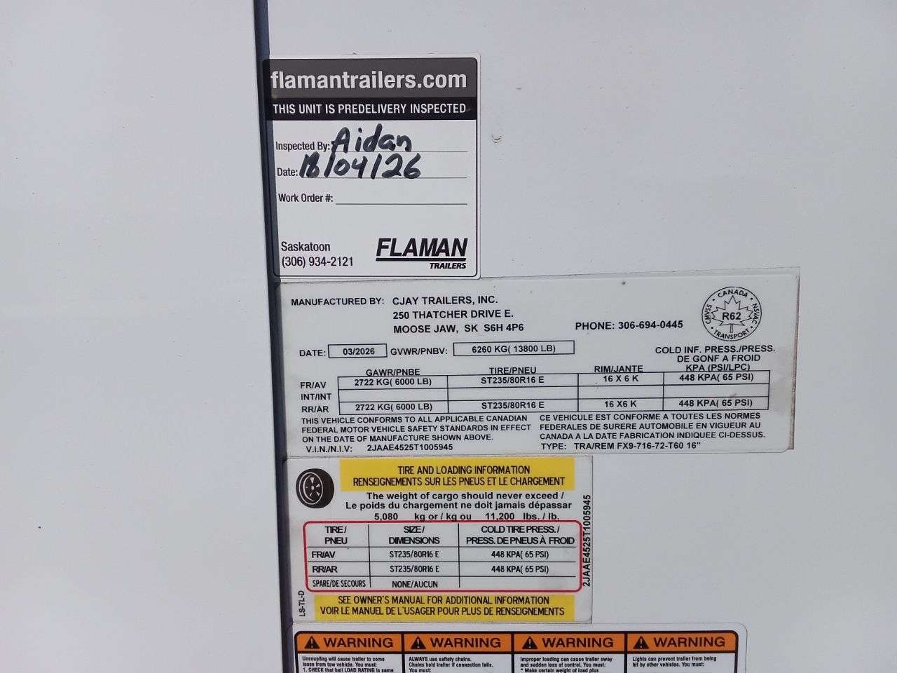 2026 CJay 7' x 16' + V-Nose Cargo Trailer