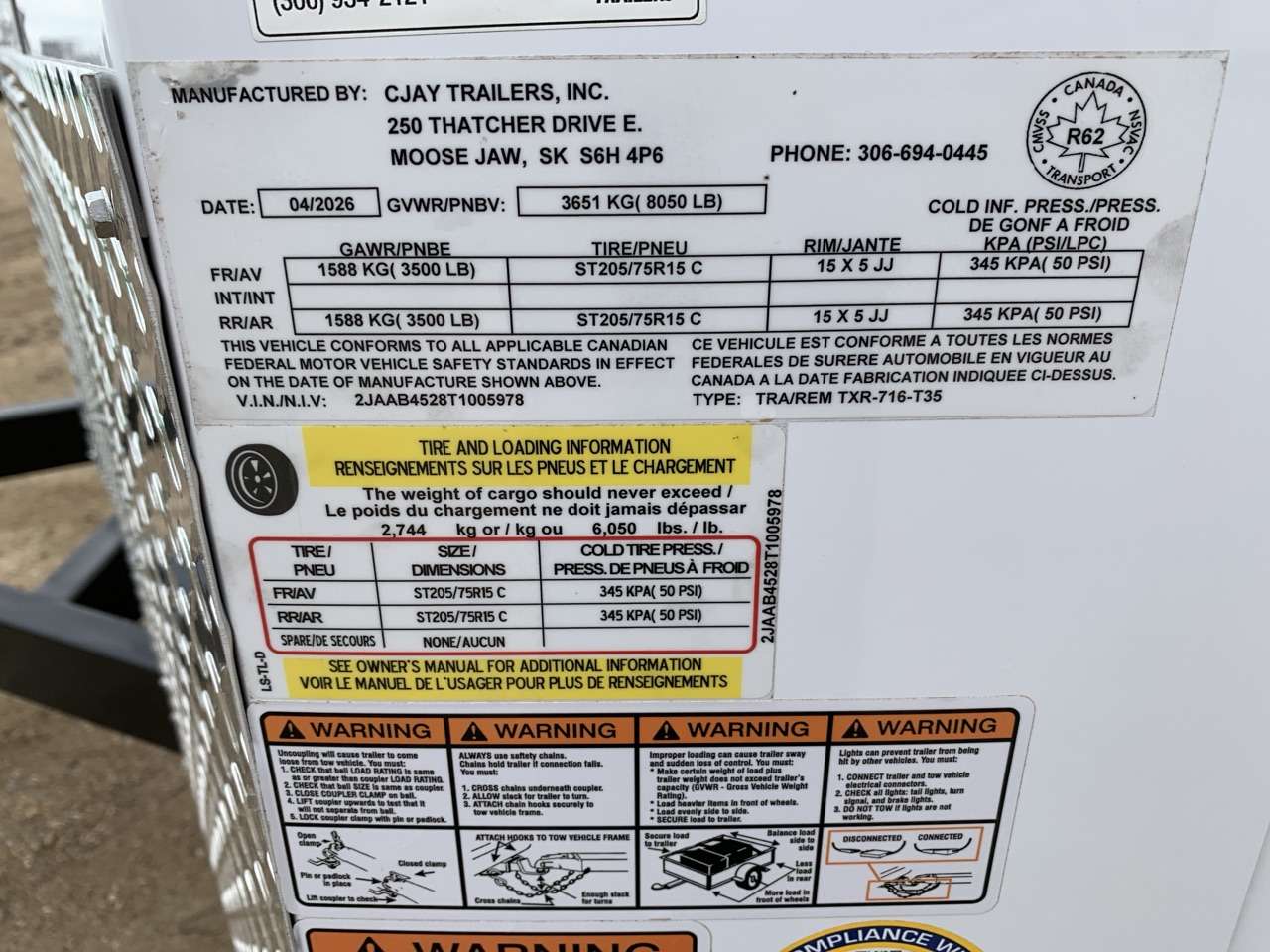 2026 CJay 7' x 16' + V-Nose Cargo Trailer