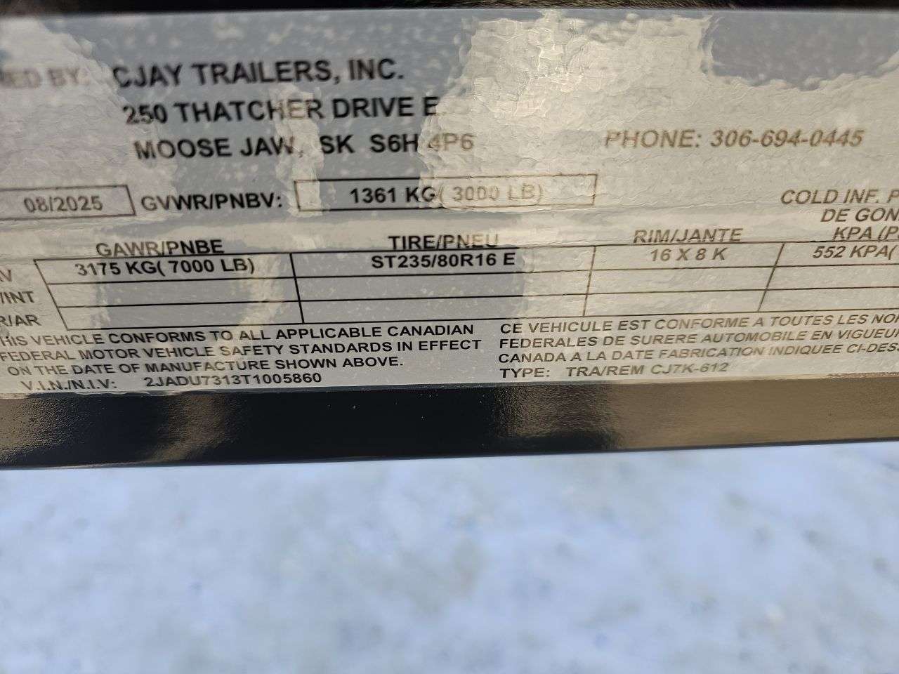 2026 CJay 74" x 12' Utility SA 3000 Trailer