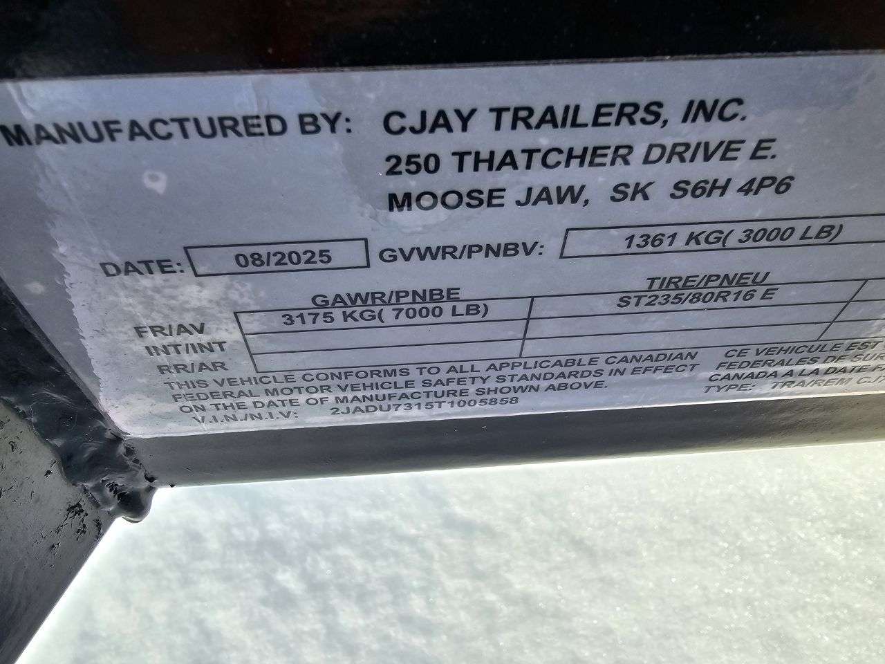 2026 CJay 74" x 12' Utility SA 3000 Trailer