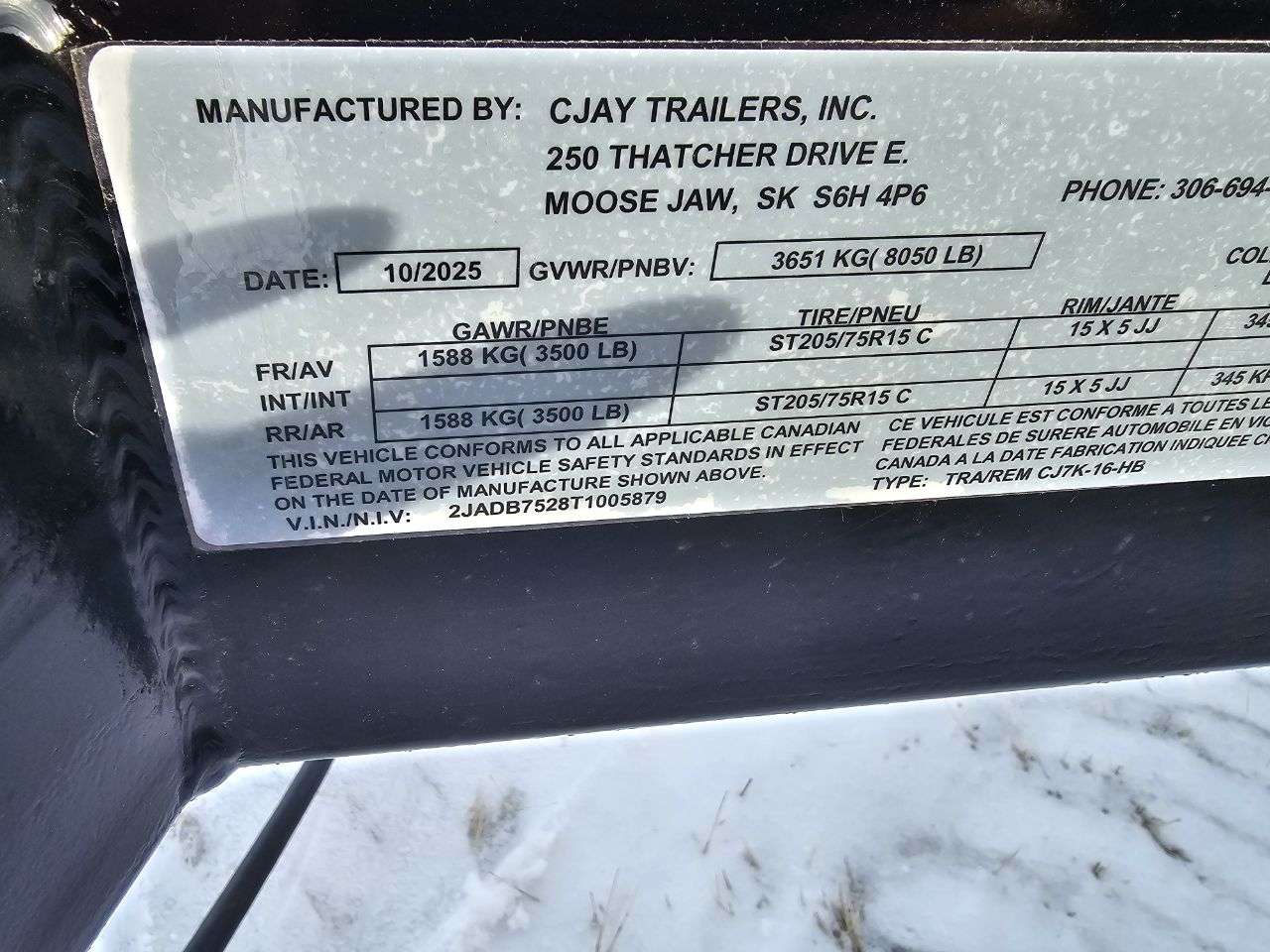 2026 CJay 8'6" x 16' Deckover TA 3500 Trailer