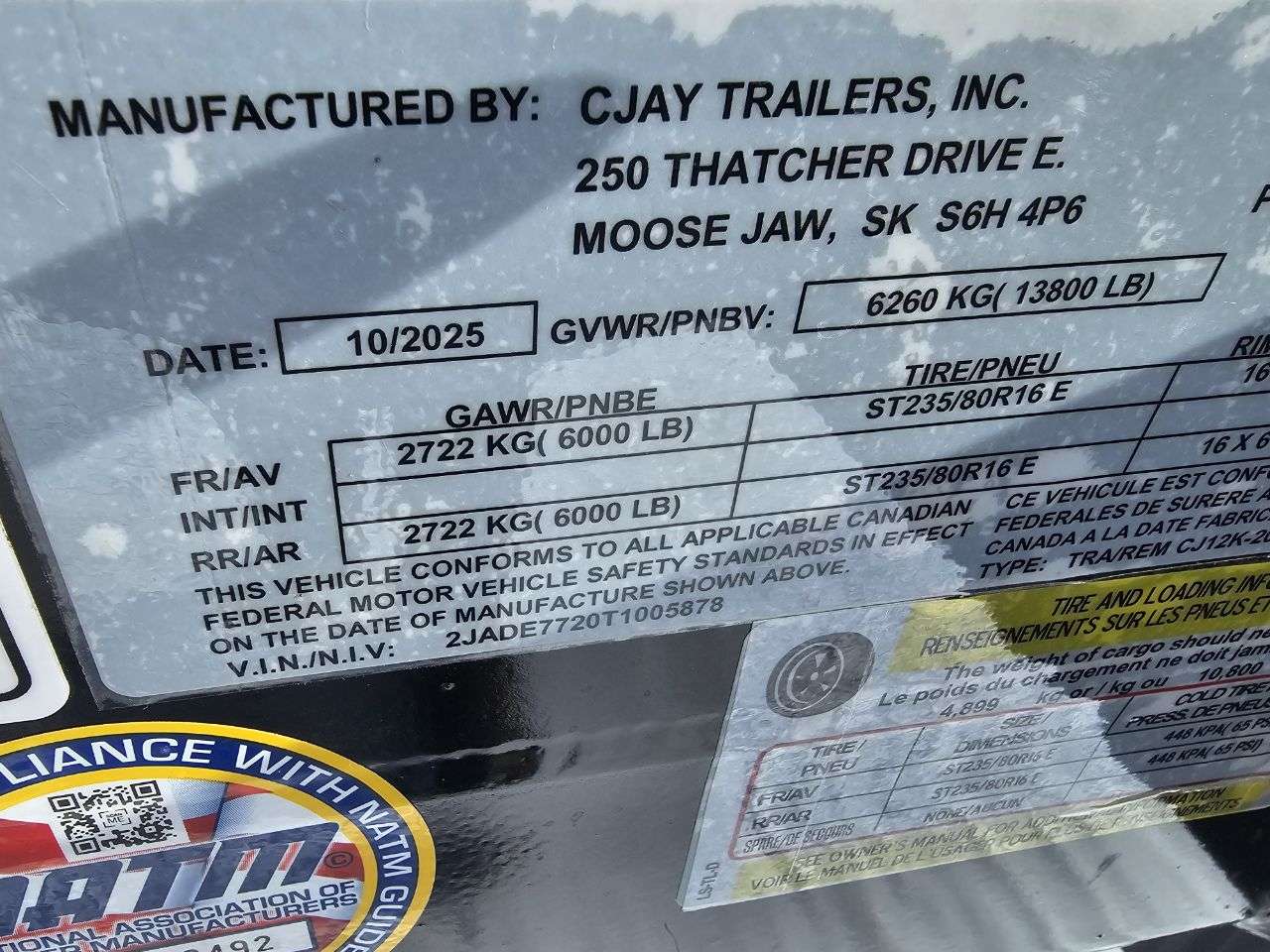 2026 CJay 8'6" x 20' Deckover TA 6000 Trailer