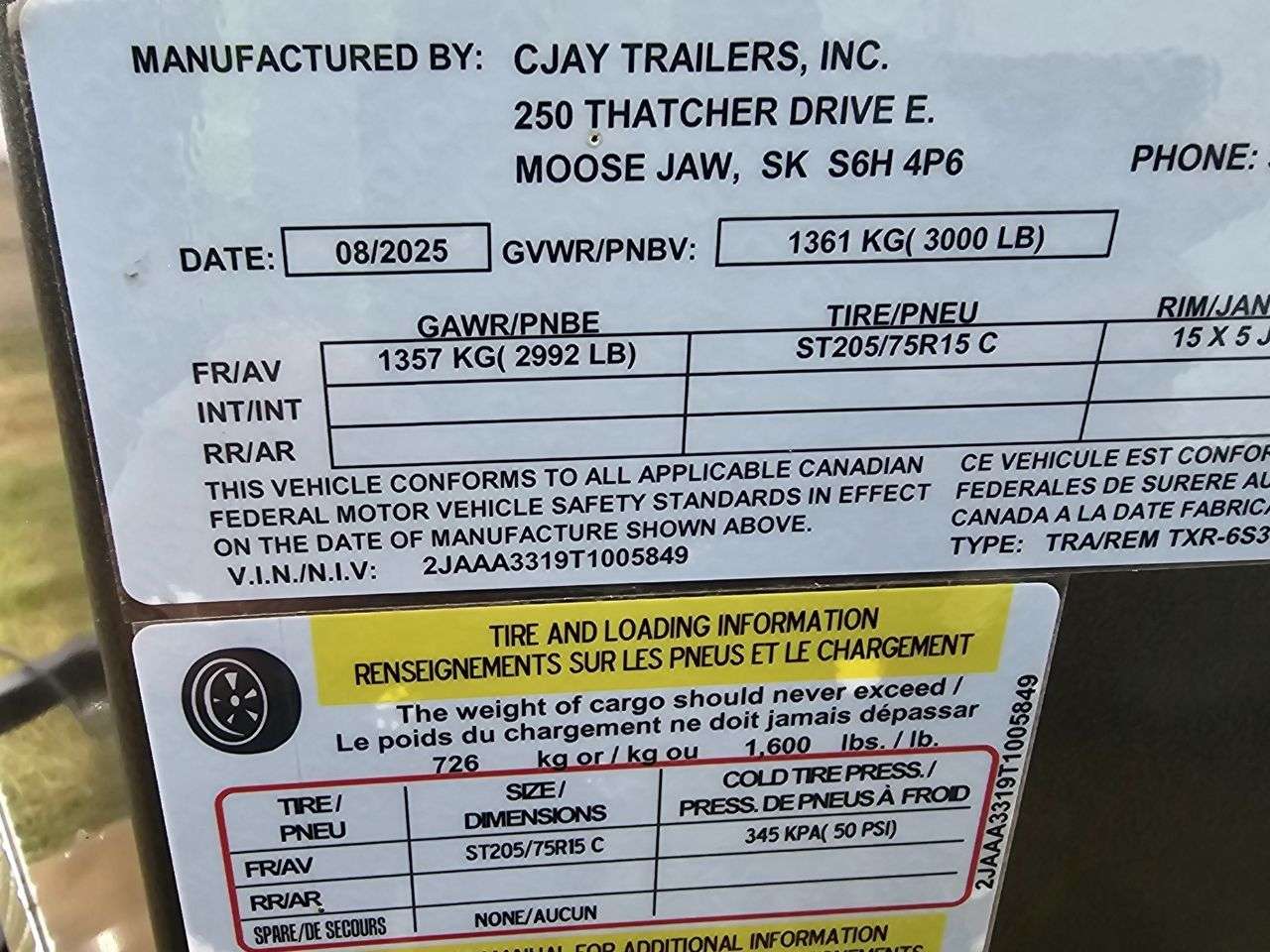 2026 CJay TXR 6' x 12' + V-Nose Cargo Trailer