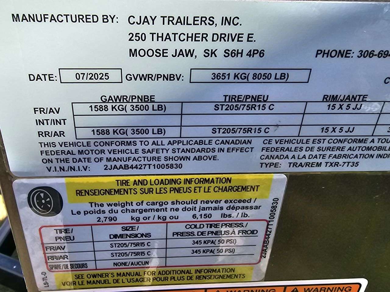 2026 CJay TXR 7' x 14' + V-Nose Cargo Trailer