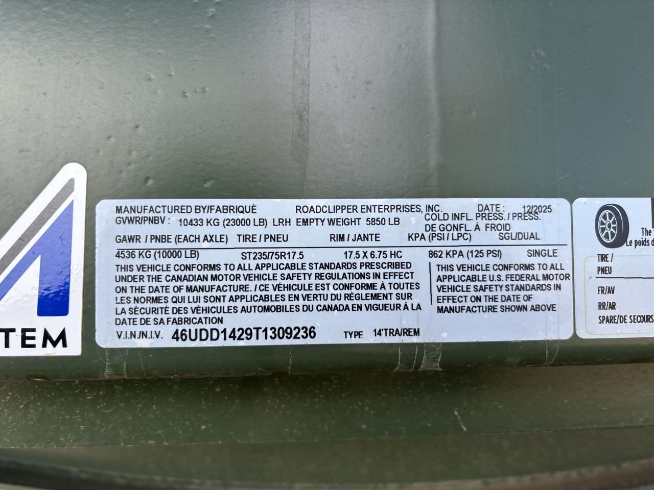 2026 Diamond C 96" x 14' Deckover Dump Trailer