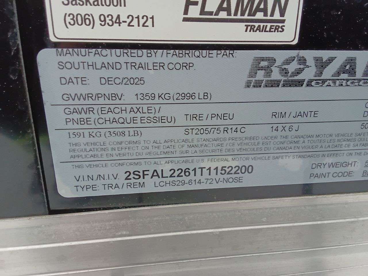 2026 Royal Cargo 6' x 12' + V-Nose Cargo Trailer