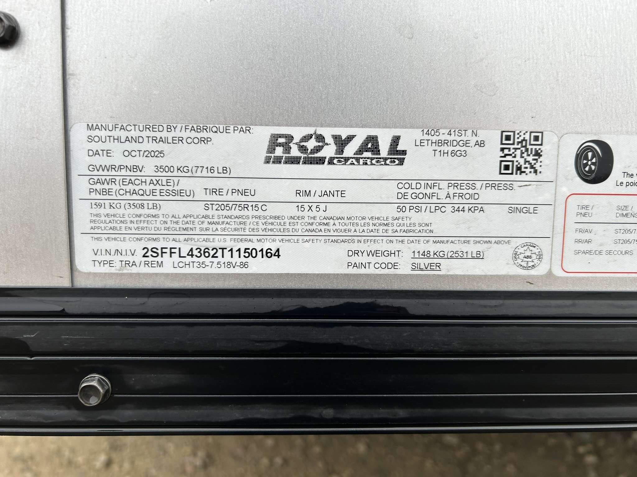 2026 Royal Cargo 7'6" x 16' + V-Nose Cargo Trailer