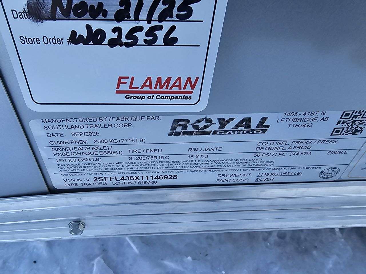 2026 Royal Cargo 7'6" x 16' + V-Nose Cargo Trailer