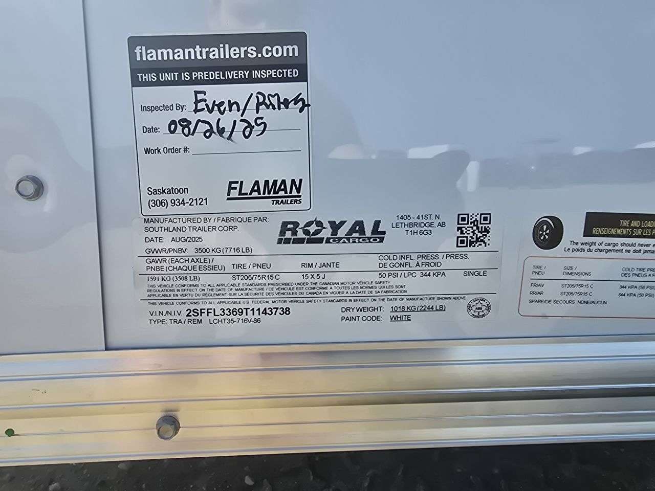 2026 Royal Cargo 7' x 14' + V-Nose Cargo Trailer