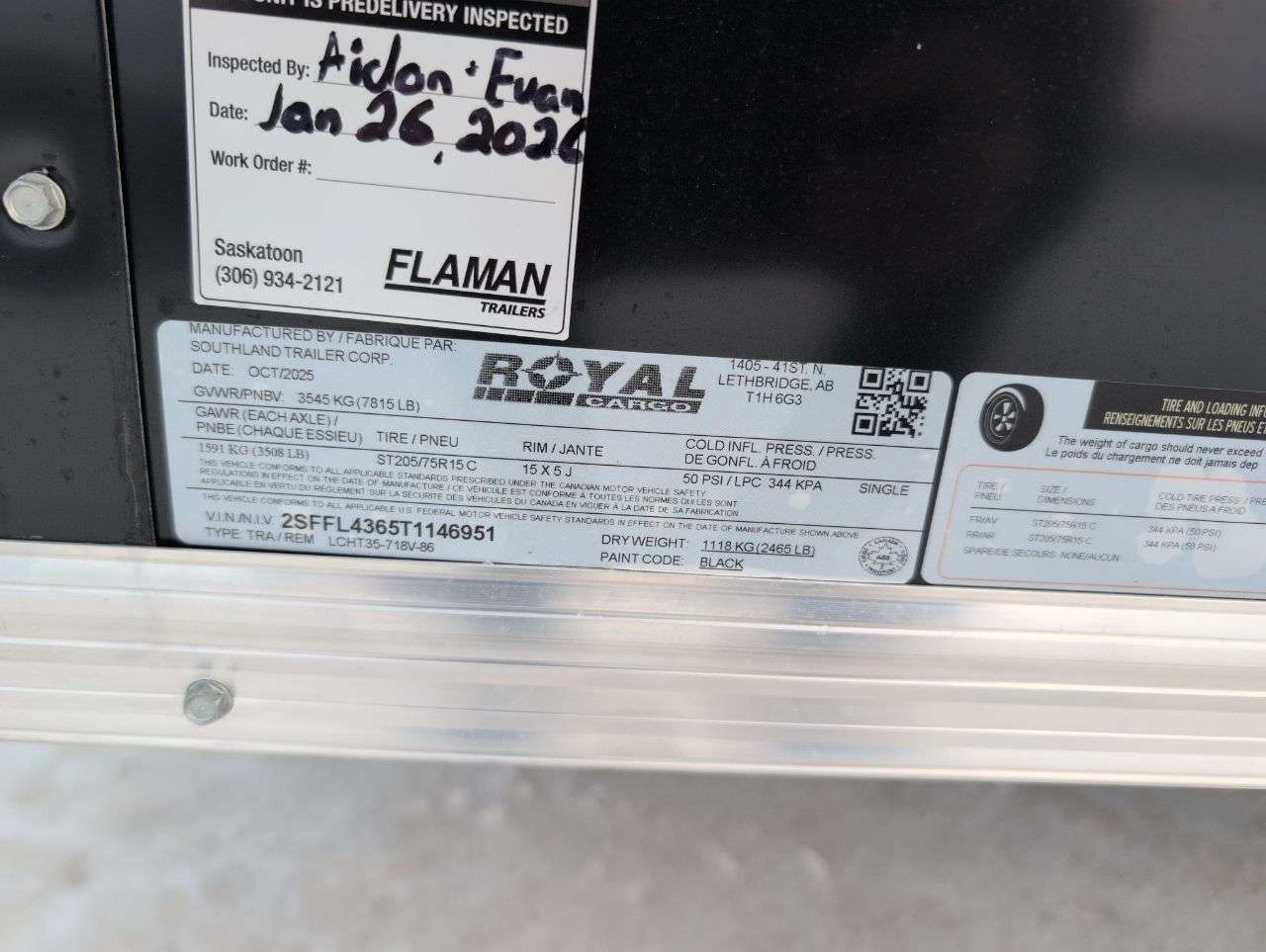 2026 Royal Cargo 7' x 16' + V-Nose Cargo Trailer