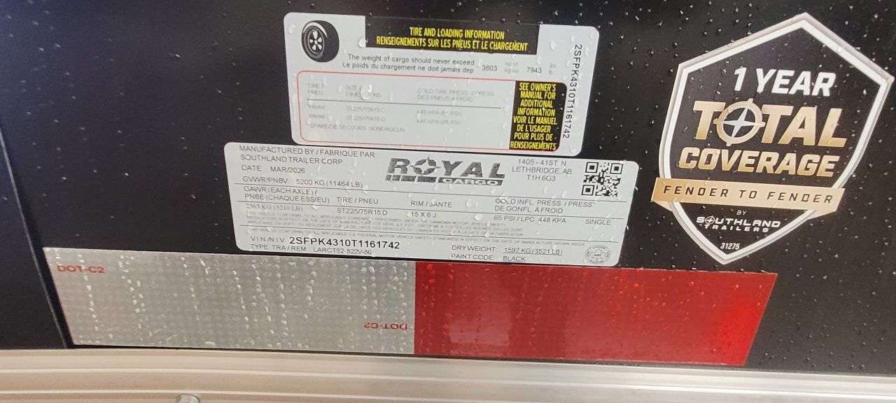 2026 Royal LARC 8'6" x 20' + V-Nose Car Hauler Trailer