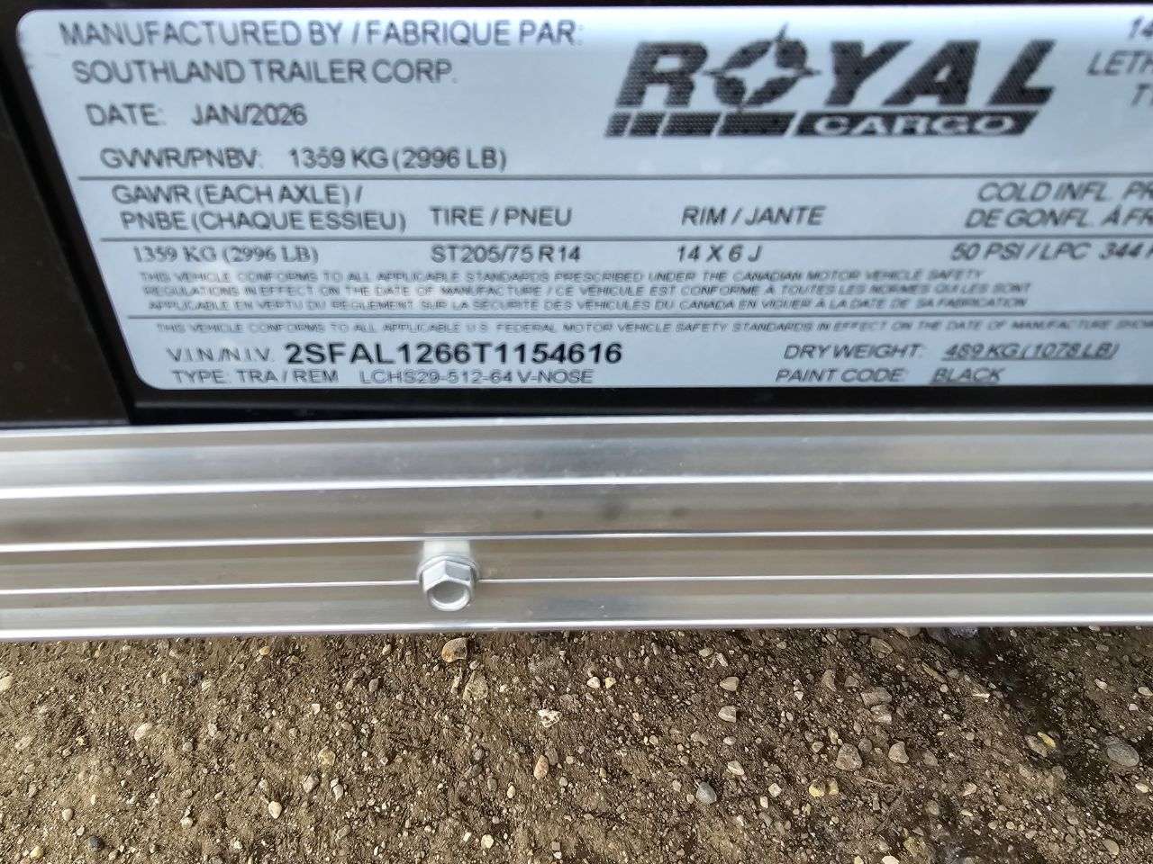 2026 Royal LCH 5' x 10' + V-Nose Cargo Trailer