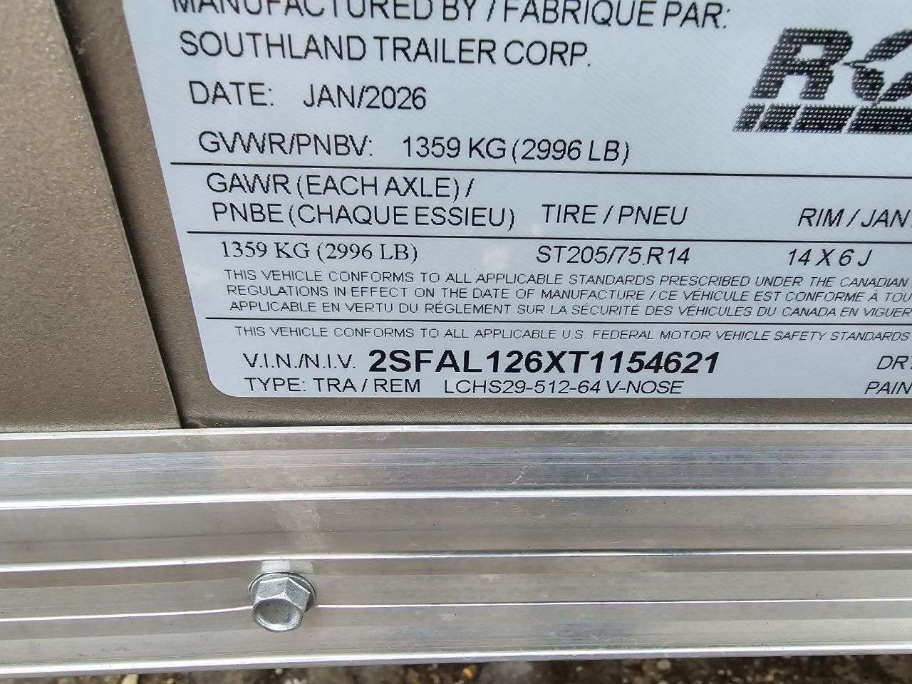 2026 Royal LCH 5' x 10' + V-Nose Cargo Trailer