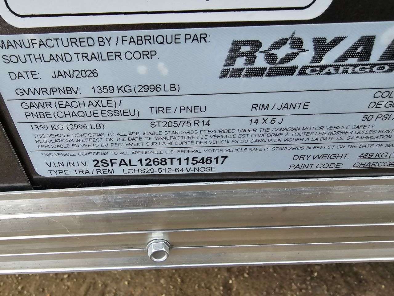 2026 Royal LCH 5' x 10' + V-Nose Cargo Trailer