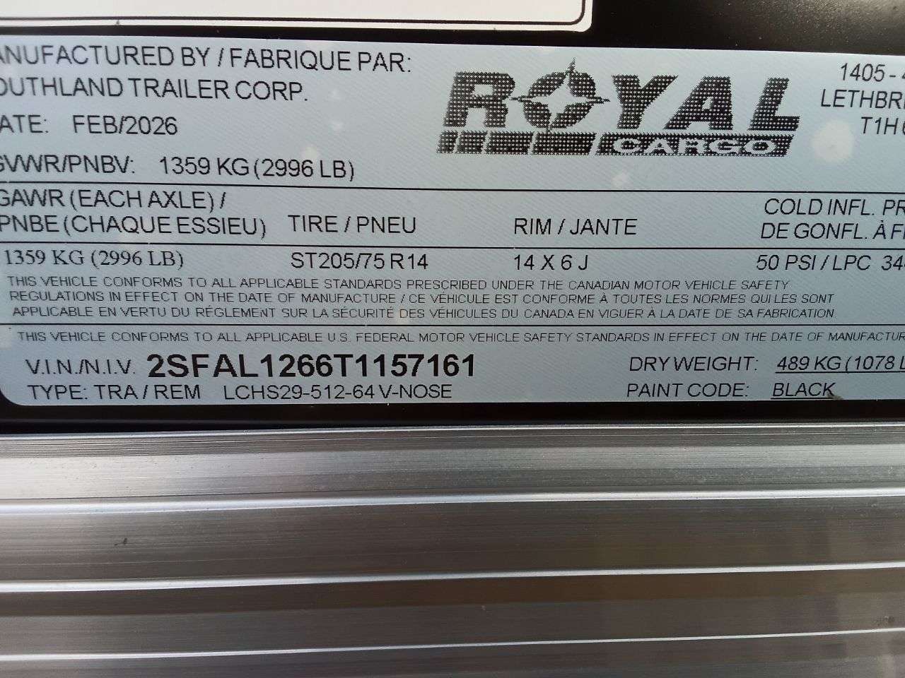 2026 Royal LCH 5' x 10' + V-Nose Cargo Trailer