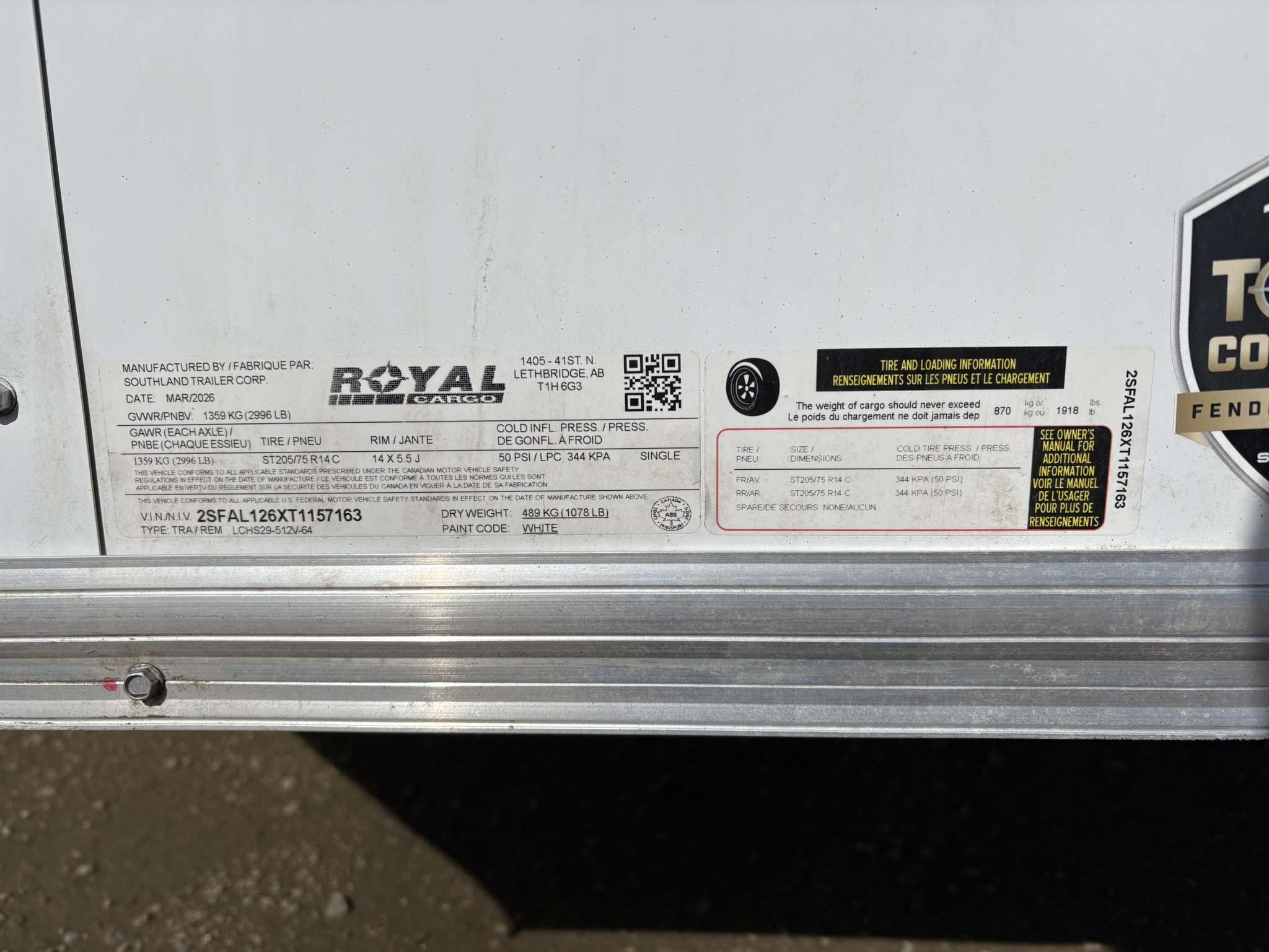 2026 Royal LCH 5' x 10' + V-Nose Cargo Trailer