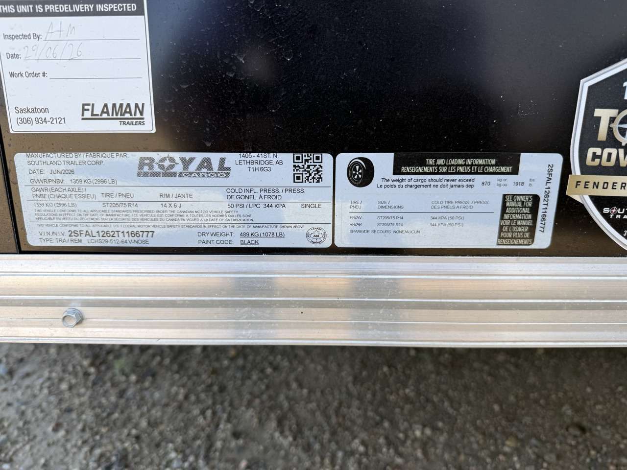2026 Royal LCH 5' x 10' + V-Nose Cargo Trailer