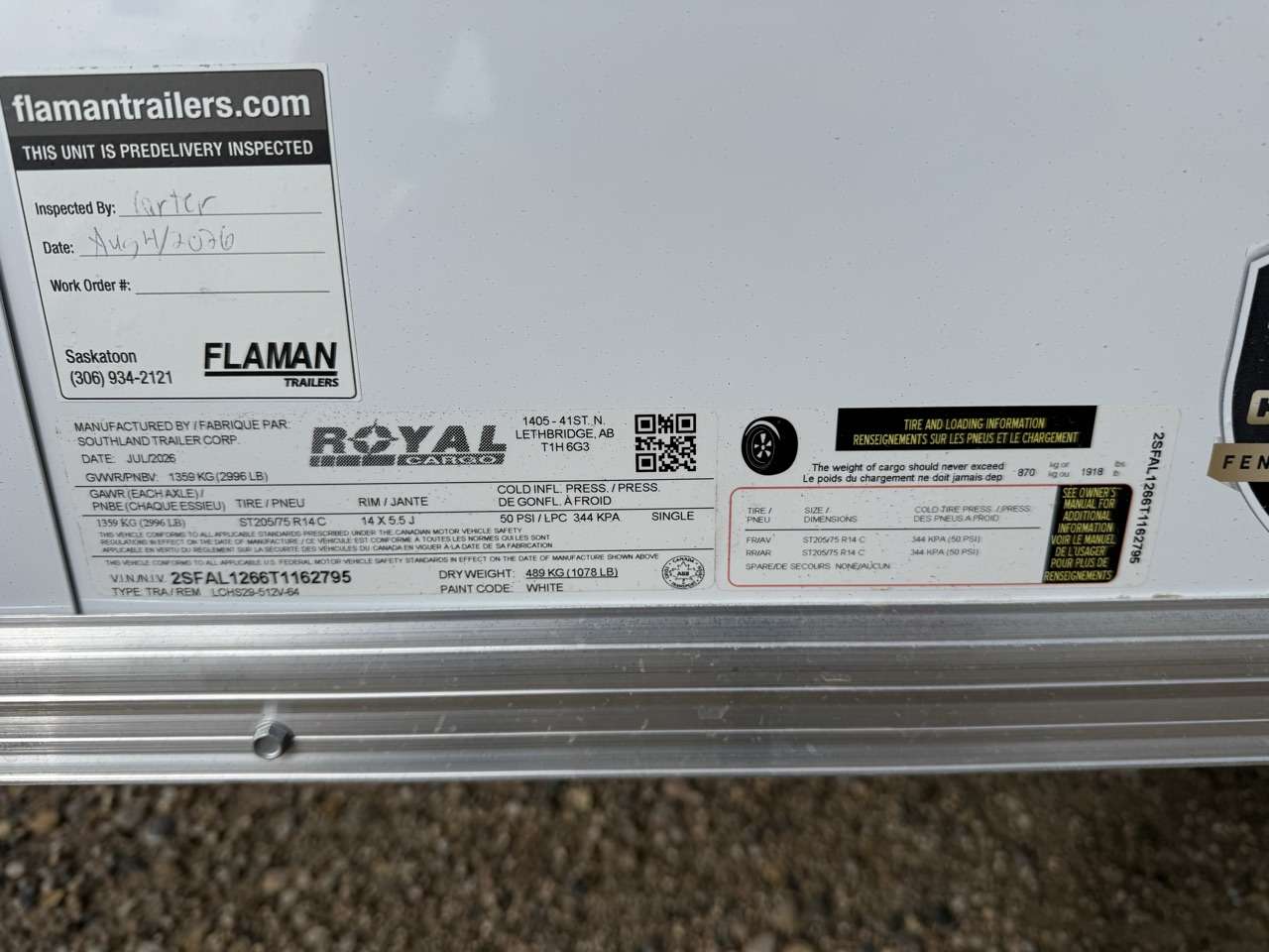 2026 Royal LCH 5' x 10' + V-Nose Cargo Trailer