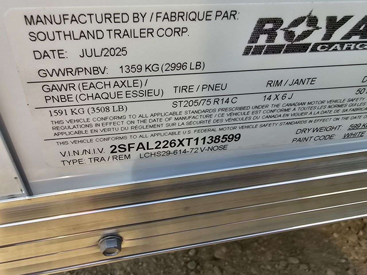 2026 Royal LCH 6' x 12' + V-Nose Cargo Trailer