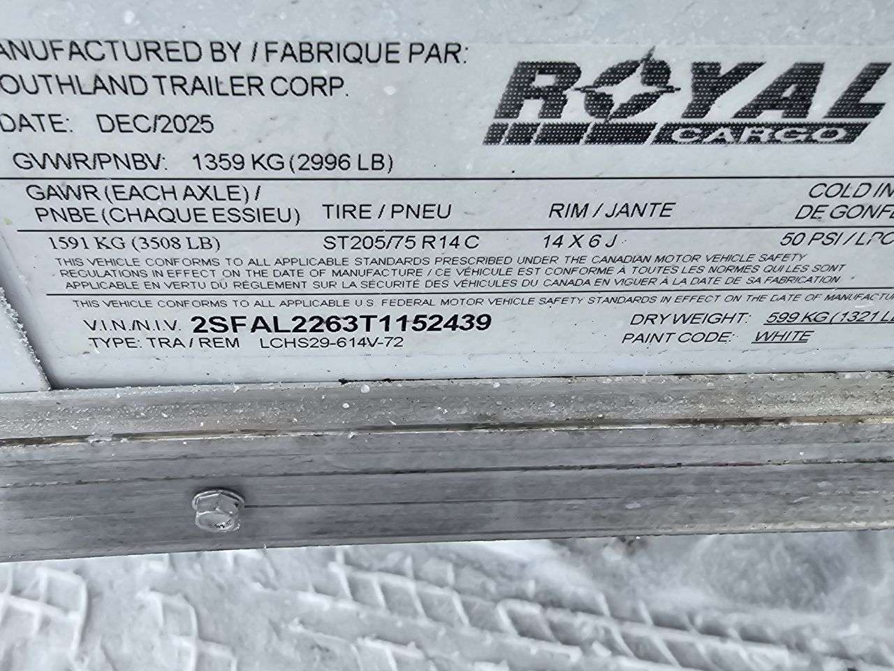 2026 Royal LCH 6' x 12' + V-Nose Cargo Trailer