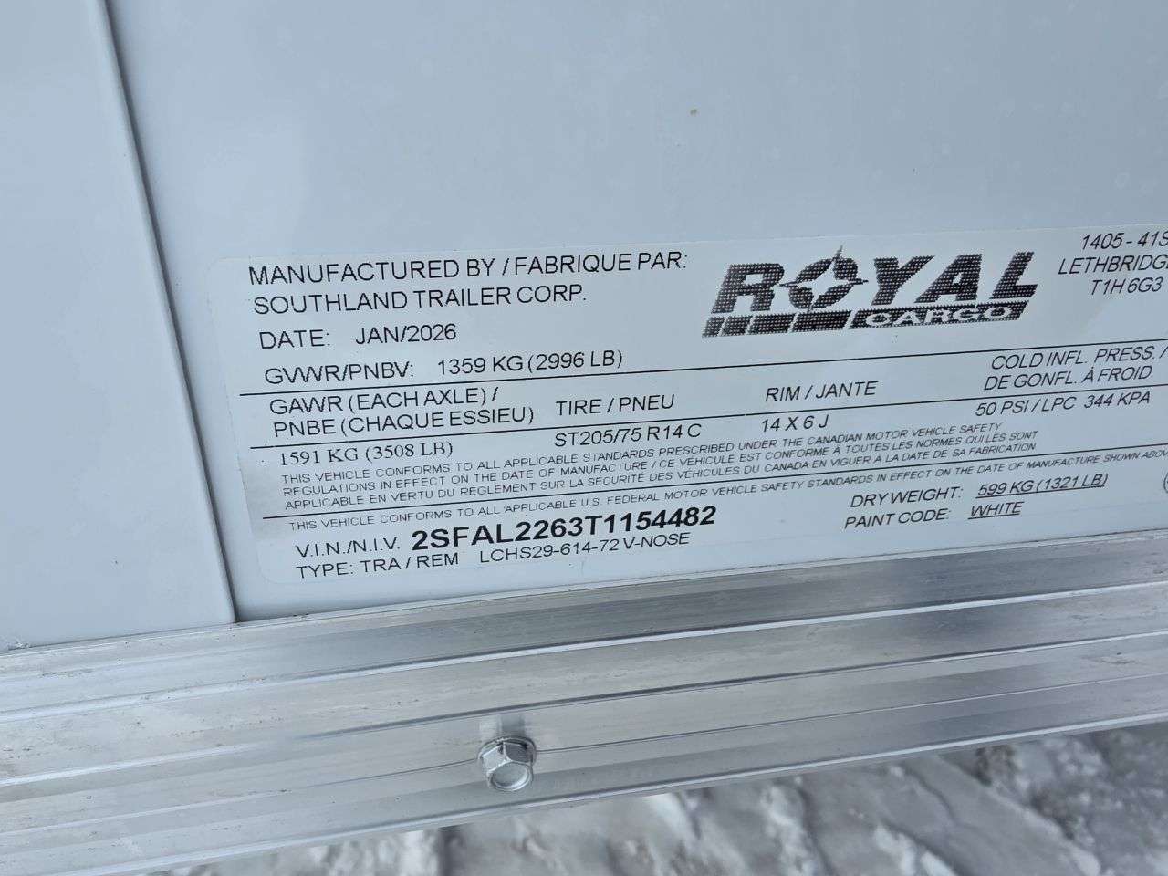 2026 Royal LCH 6' x 12' + V-Nose Cargo Trailer