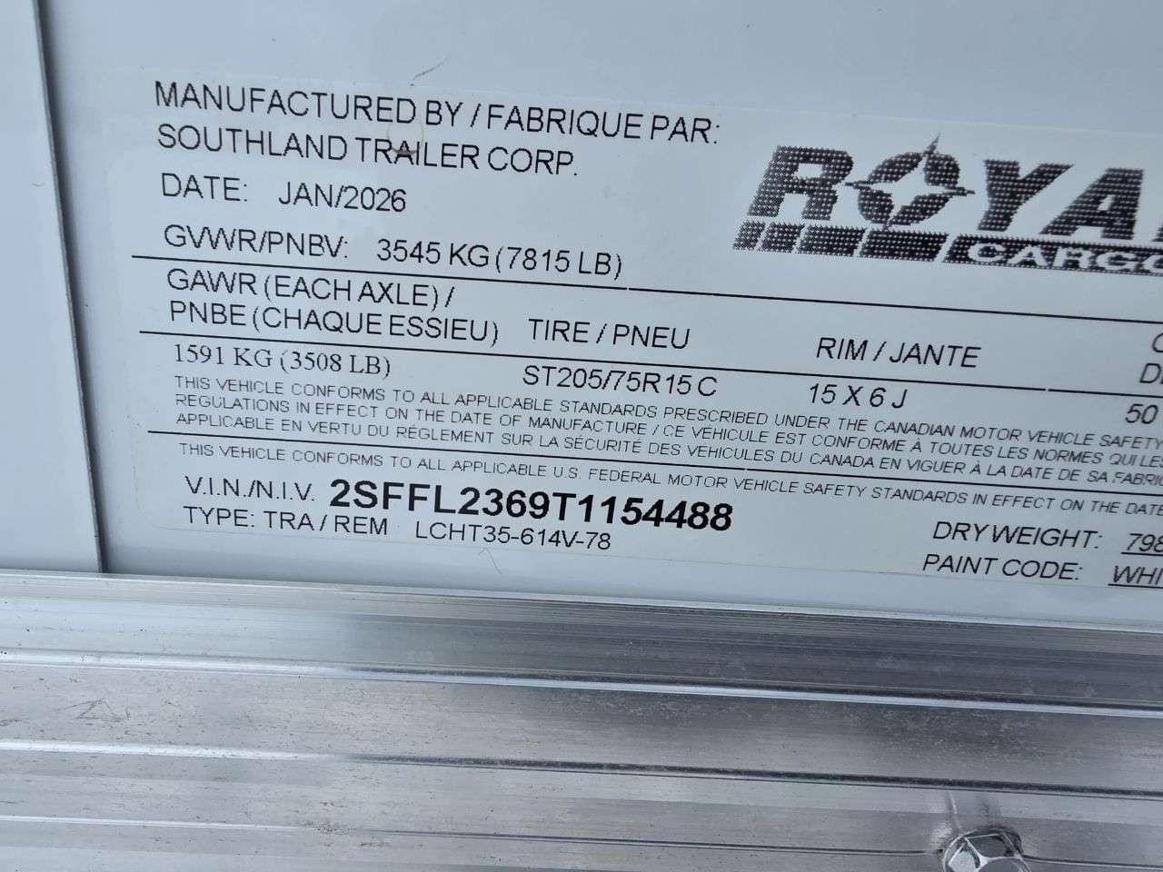 2026 Royal LCH 6' x 12' + V-Nose Cargo Trailer